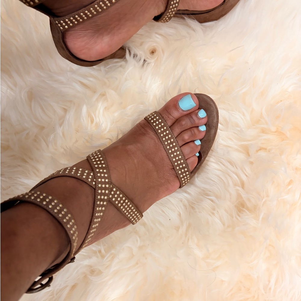 Elegant Tan Studded Sandals